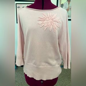Pink Lane Bryant Sweater with flower on right shoulder